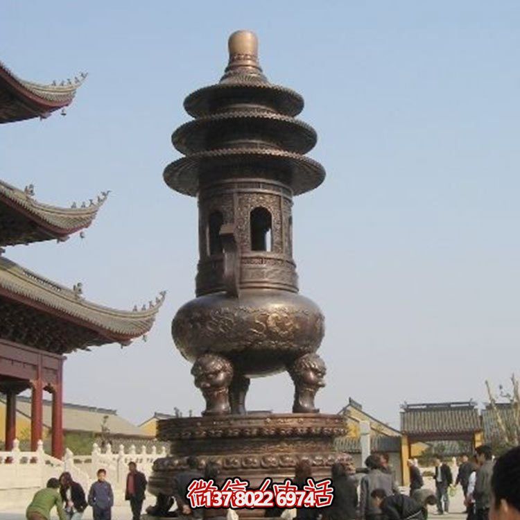 精美鑄銅大型寶蓋香爐，祈福燒香進寶