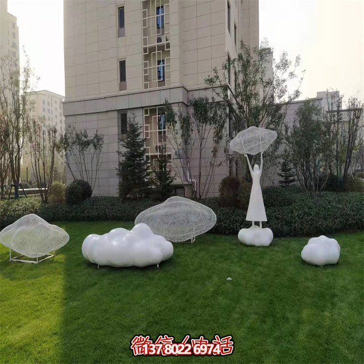 不銹鋼創(chuàng)意鏤空戶外園林祥云雕塑——美景美事，祈愿福氣