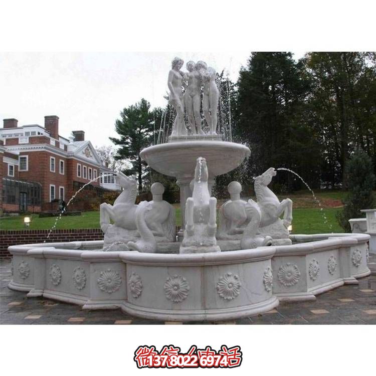 超大型大理石噴泉水景，營造完美別墅廣場