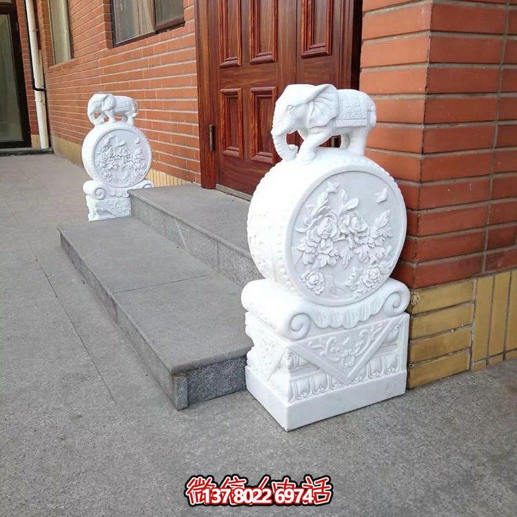 浪漫經典，精致雕刻吉祥小象抱鼓石