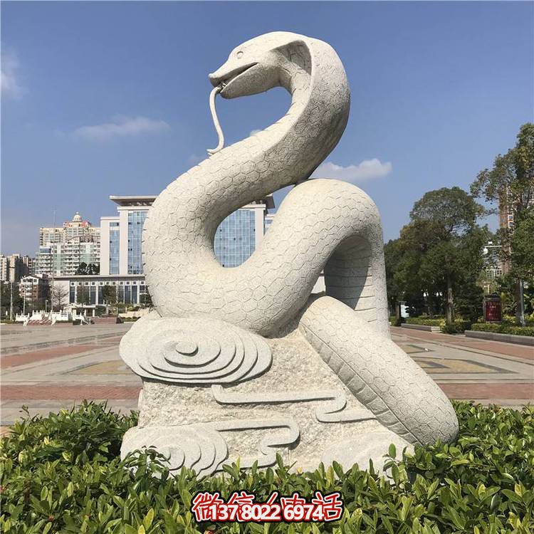 傳統(tǒng)風(fēng)格大理石蛇雕塑，擺放于廣場，給您帶來完美視覺享受