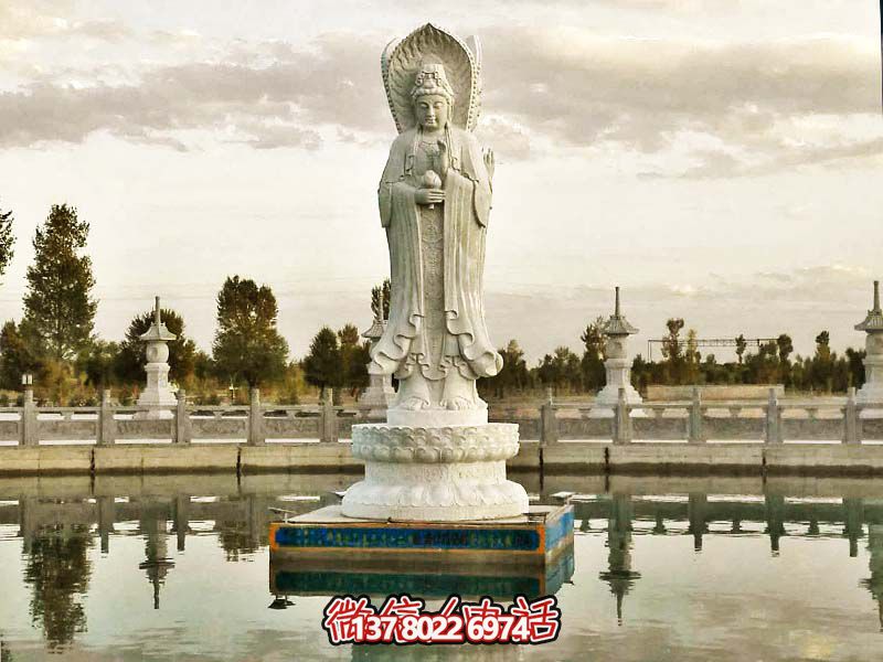 大型漢白玉石雕觀音雕塑，讓你的戶外景區(qū)更加完美