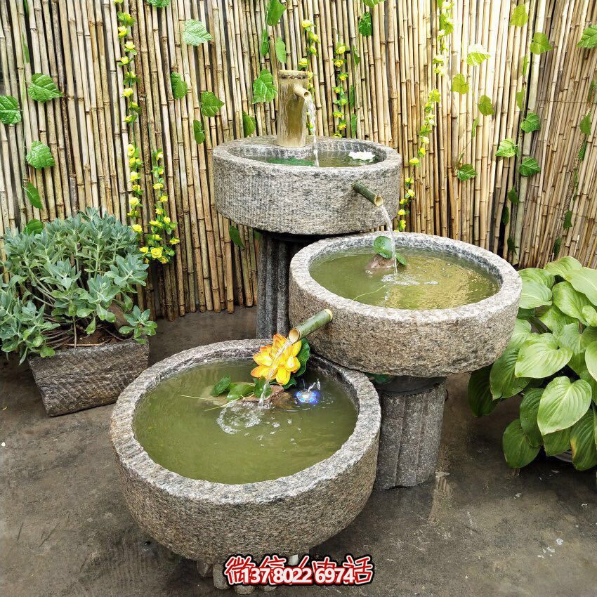 戶外石磨流水景觀擺件，讓你的庭院變得更加美輪美奐