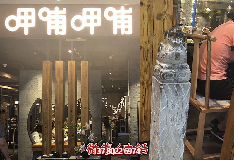 馬柱雕塑，為飯店室內(nèi)裝飾添彩