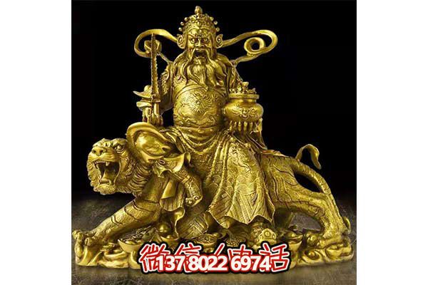鎏金財神雕塑，招財進寶