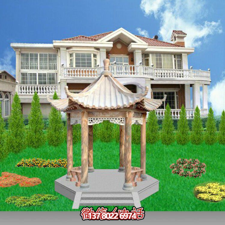 中式風格涼亭，寧靜休息，美景欣賞