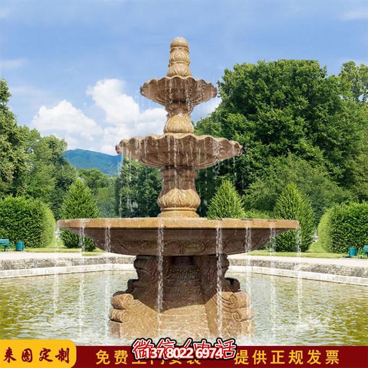 流水紅晚霞，石雕戶(hù)外景區(qū)擺件