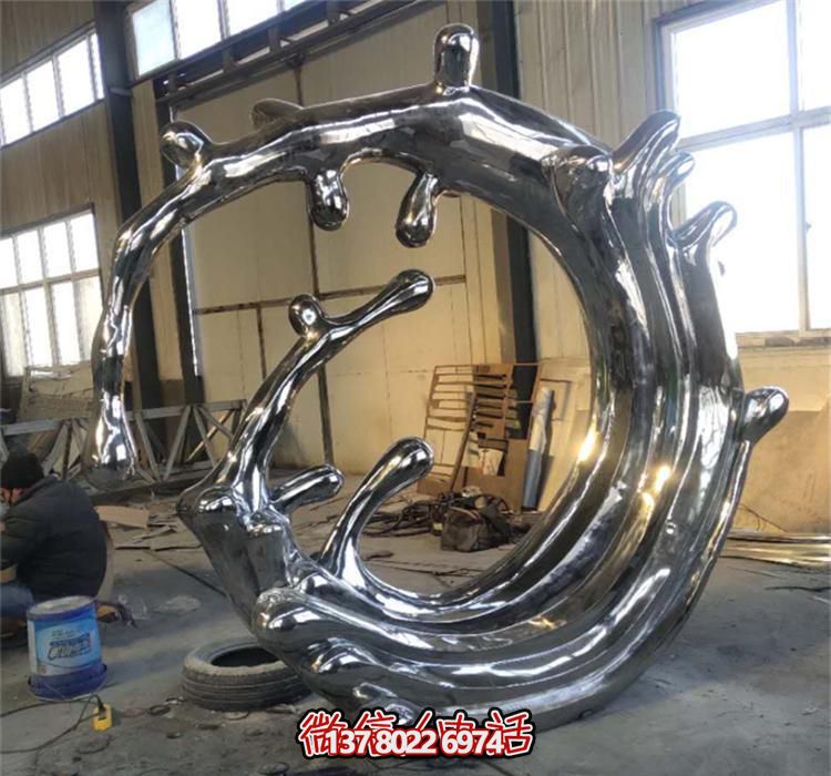 不銹鋼海浪雕塑，鏡面裝飾公園
