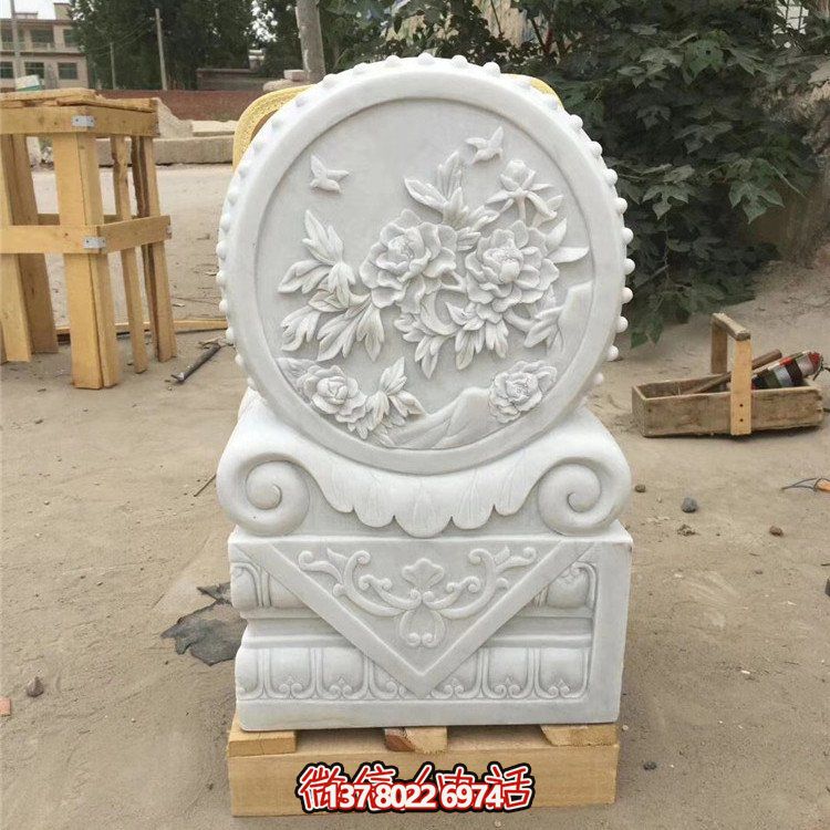 經典石雕藝術，漢白玉石雕大理石門口門墩鎮宅鼓抱雕塑戶外裝飾