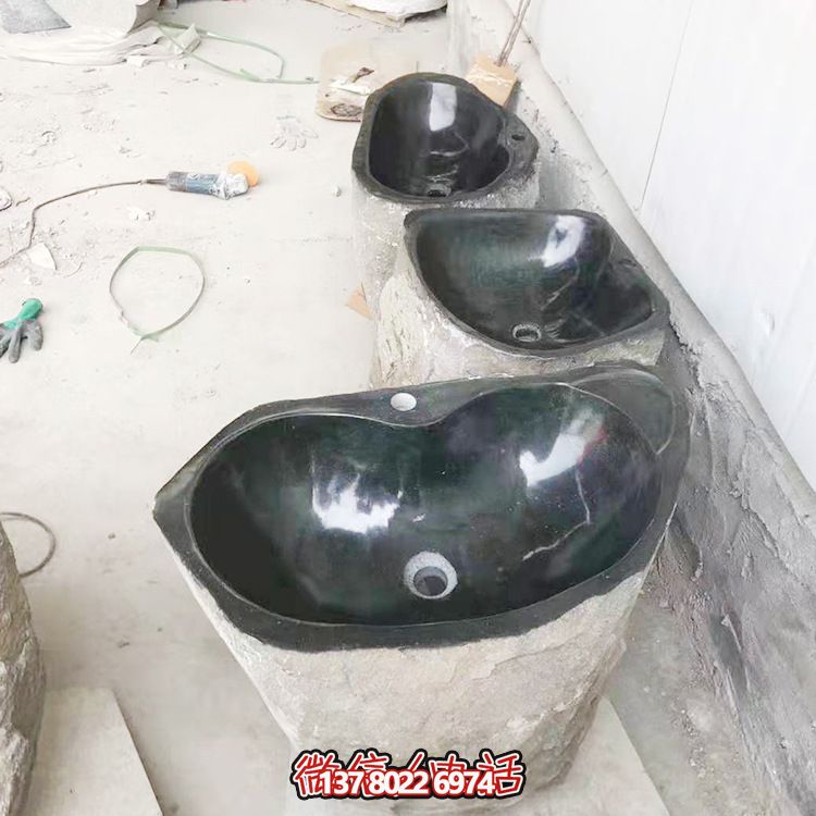 手工定制青石仿古魚(yú)缸花盆景觀(guān)石雕花雕刻盆擺件花缽雕塑