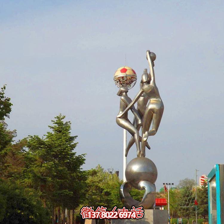 校園創(chuàng)意不銹鋼抽象打排球運(yùn)動(dòng)人物雕塑
