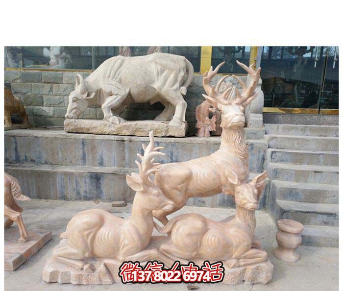 戶(hù)外園林大理石石雕梅花鹿雕塑