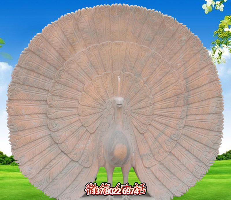 公園街道擺放的花崗石石雕創意孔雀雕塑 公園街道擺放的花崗石石雕創意孔雀雕塑