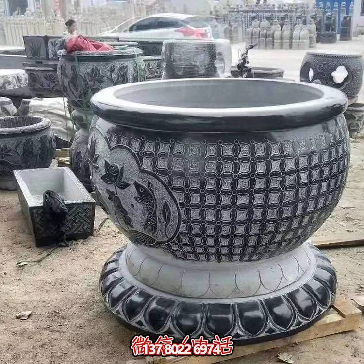 青石石雕戶(hù)外園林編織創(chuàng)意魚(yú)缸